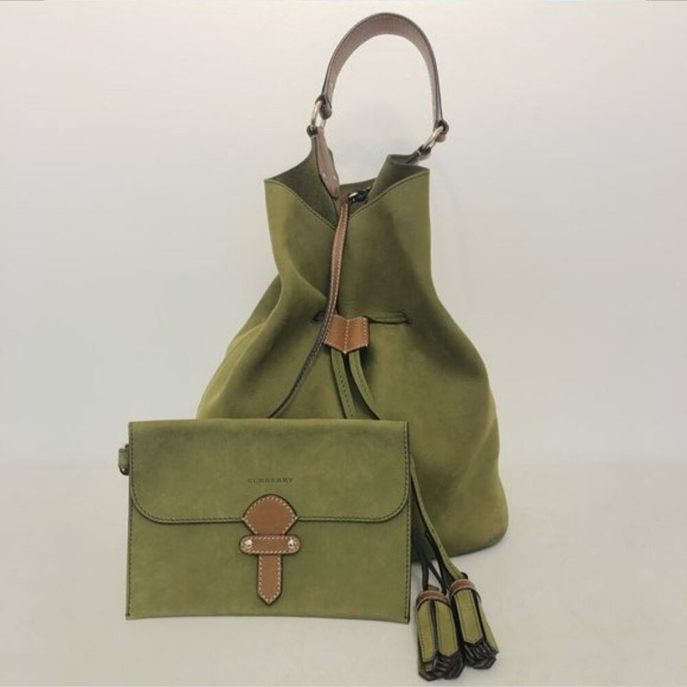 Burberry Ashby Suede Napa Leather in Olive green